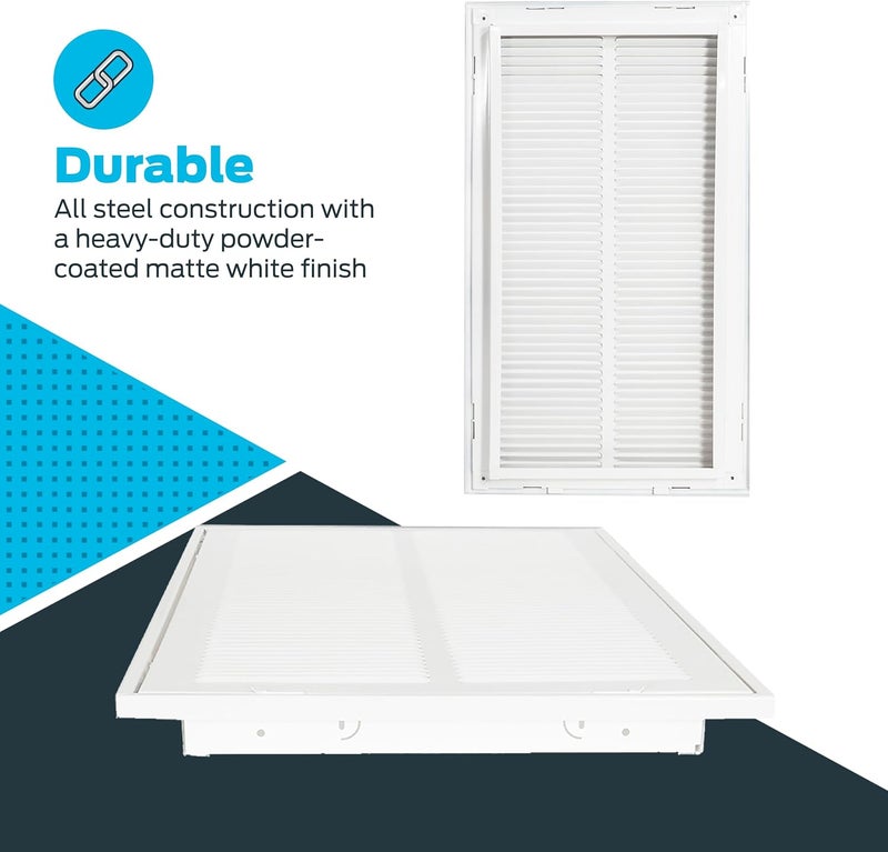 EZFLO 12 x 24 Inch (Duct Opening) Return Air Vent Cover for Wall or Ceiling, Solid Steel Return Air Filter Grille, HVAC Vent Cover, White, 61668 - Image 4